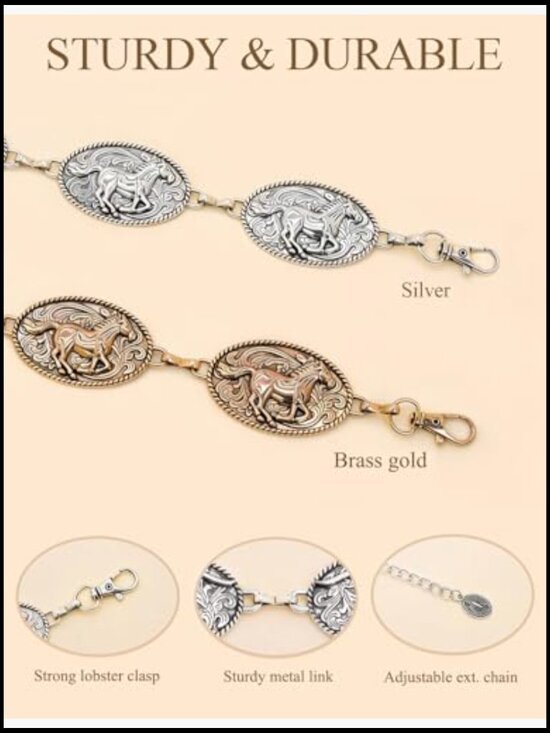 Western Chain Belt Metal Concho Belt for Dresses Jeans Country Concert main image 6